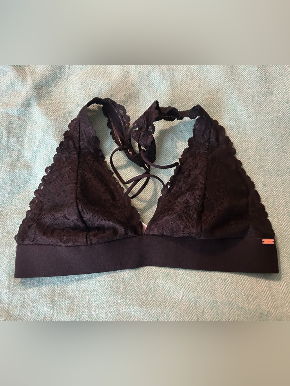 PINK Victoria's Secret Black Lace Triangle Bralette